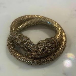 Vintage bronze & crystal wrap bracelet